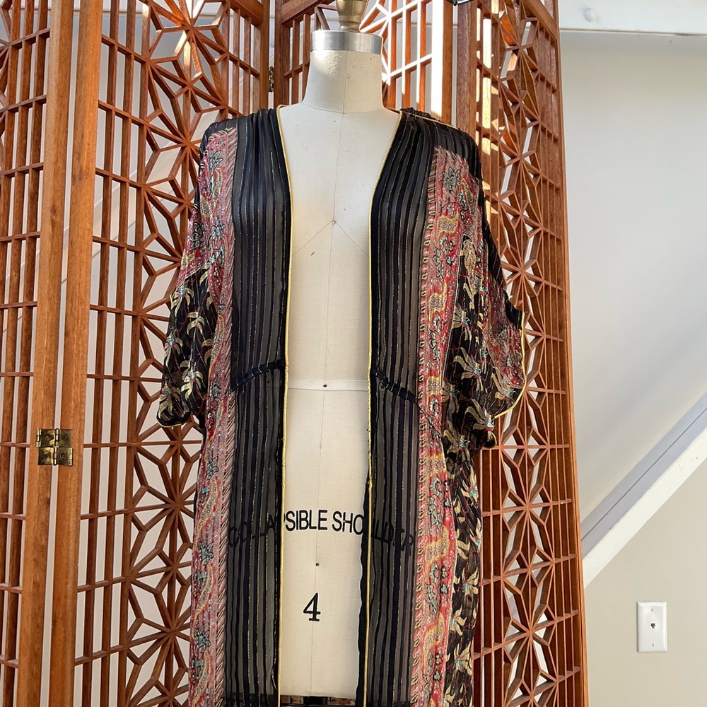 Vintage Paisley Silk Georgette Duster